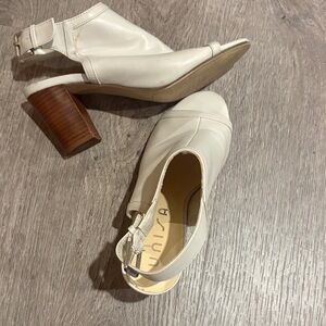 Unisa Cream Slingback Cork Heel Sandals 8.5